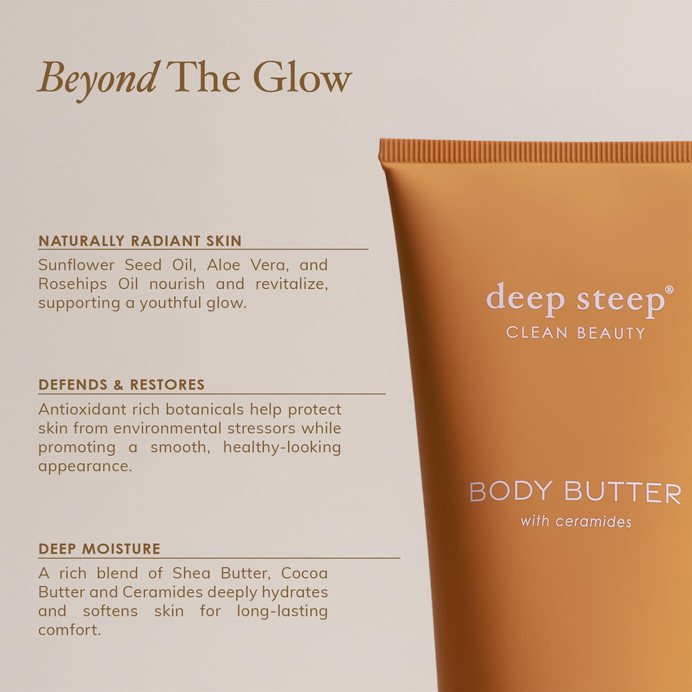 Shea butter base in Deep Steep Body Butter delivers deep hydration.