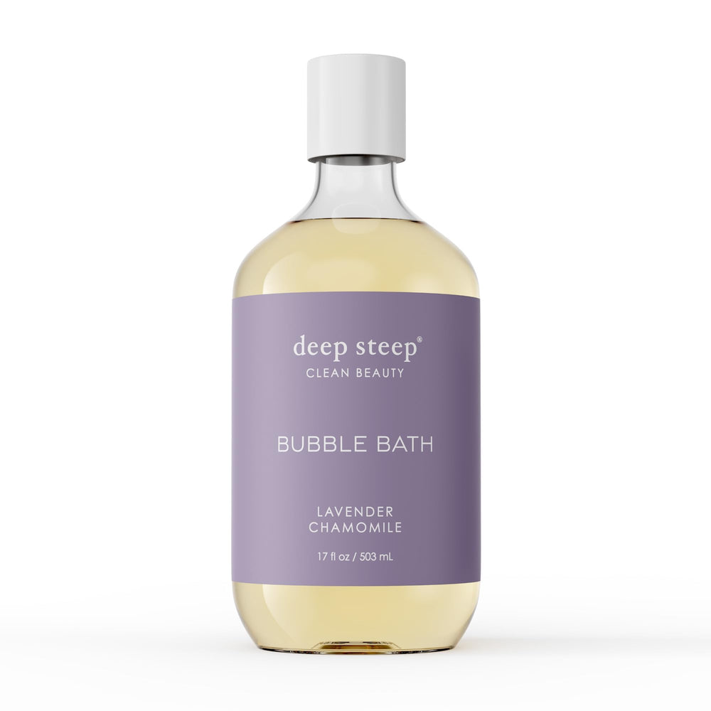 Deep Steep Bubble Bath Lavender Chamomile bottle ready for a soothing soak.