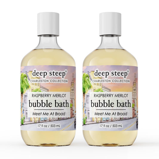 Deep Steep Raspberry Merlot bubble bath bottle pour for a soothing spa-like soak.
