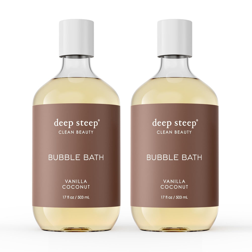 Deep Steep Vanilla Coconut Bubble Bath bottle soothing skin during a relaxing soak