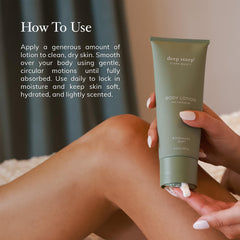 Deep Steep Fig Apricot lotion ingredients list on the label.