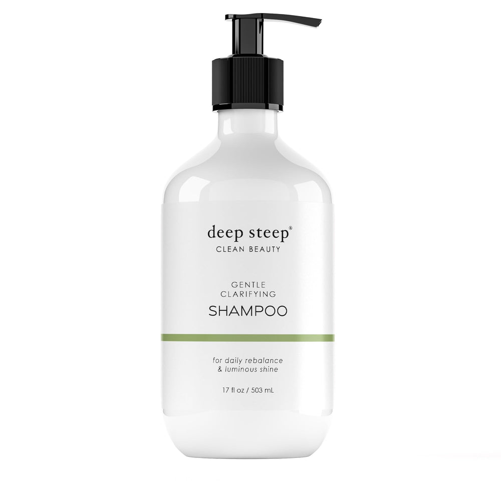Deep Steep Gentle Clarifying Shampoo bottle front for refreshing cleansing