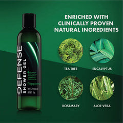 Defense Soap Peppermint Tea Tree Body Wash, pump-dispense detail for convenient use