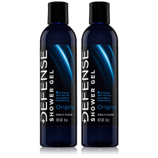 Defense Soap Tea Tree Body Wash bottle shows natural ingredients for odor control.