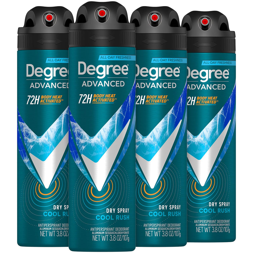 Degree Cool Rush 4-pack front view for daily freshness and protection.