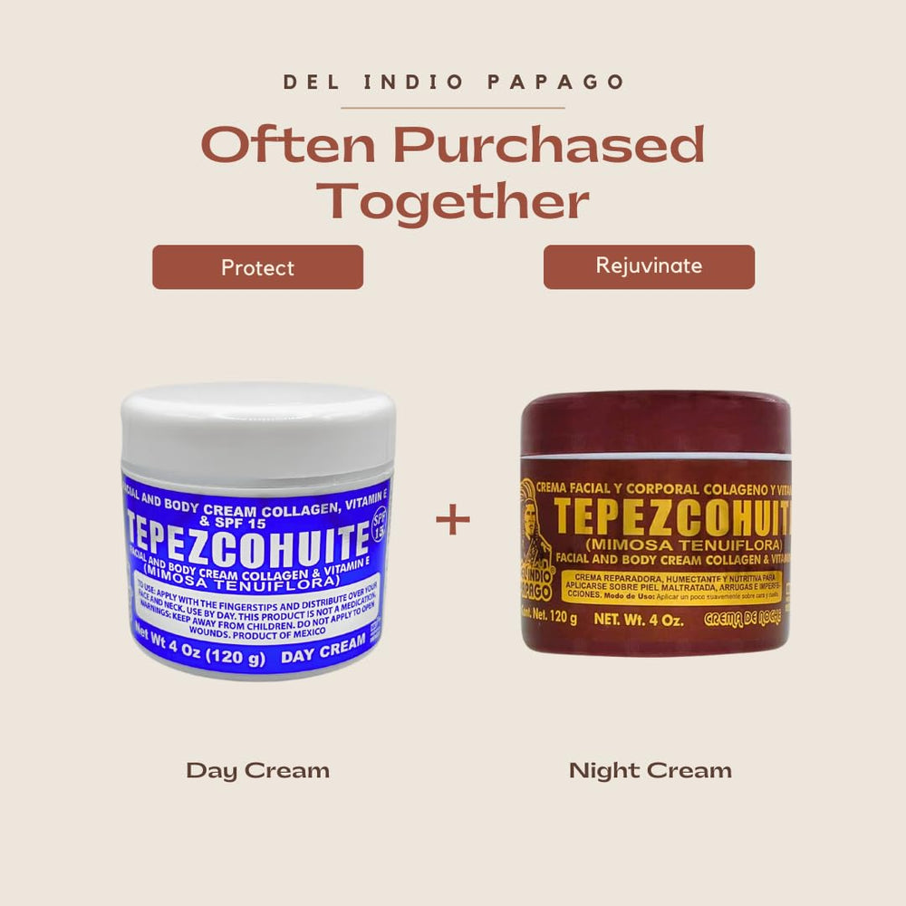Application scene with Tepezcohuite Night Cream, promotes refreshed, renewed skin.