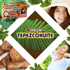 Cross-section of bar reveals Tepezcohuite infusion with natural texture.