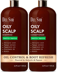 DEL SUR Clarifying Shampoo bottle pour shows oil-control action for fresh scalp