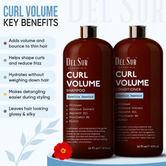 DEL SUR curly shampoo bottle close-up highlighting gentle cleansing for curls.