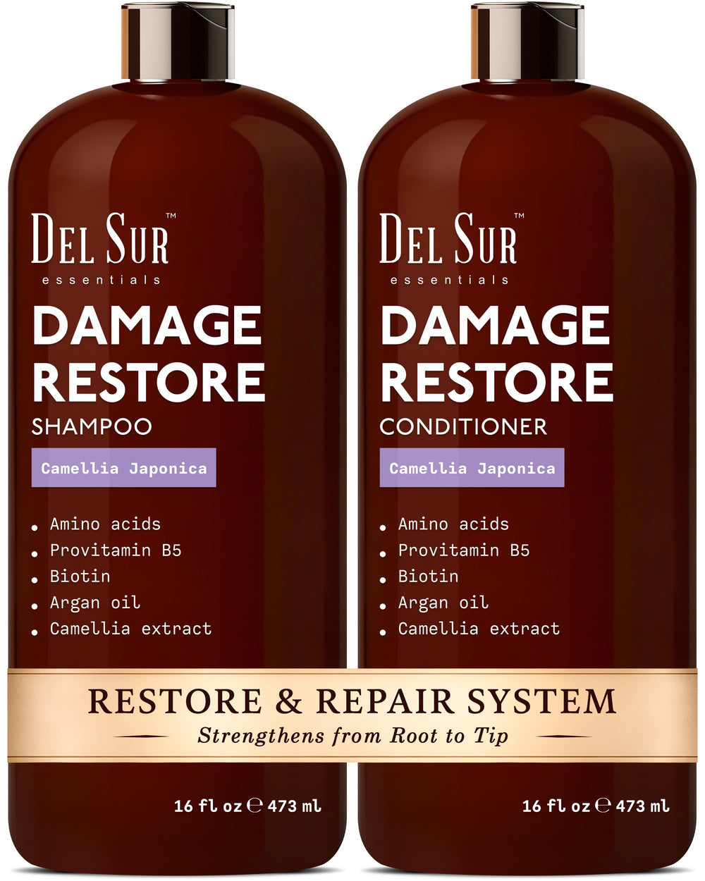 DEL SUR Hair Repair Shampoo bottle front for smoother hair.