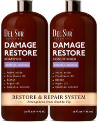 DEL SUR Hair Repair Shampoo bottle front for smoother hair.