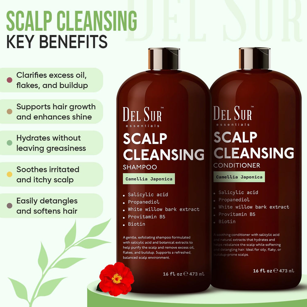 DEL SUR Scalp Cleansing Conditioner bottle emphasizing lightweight hydration for balanced scalp.