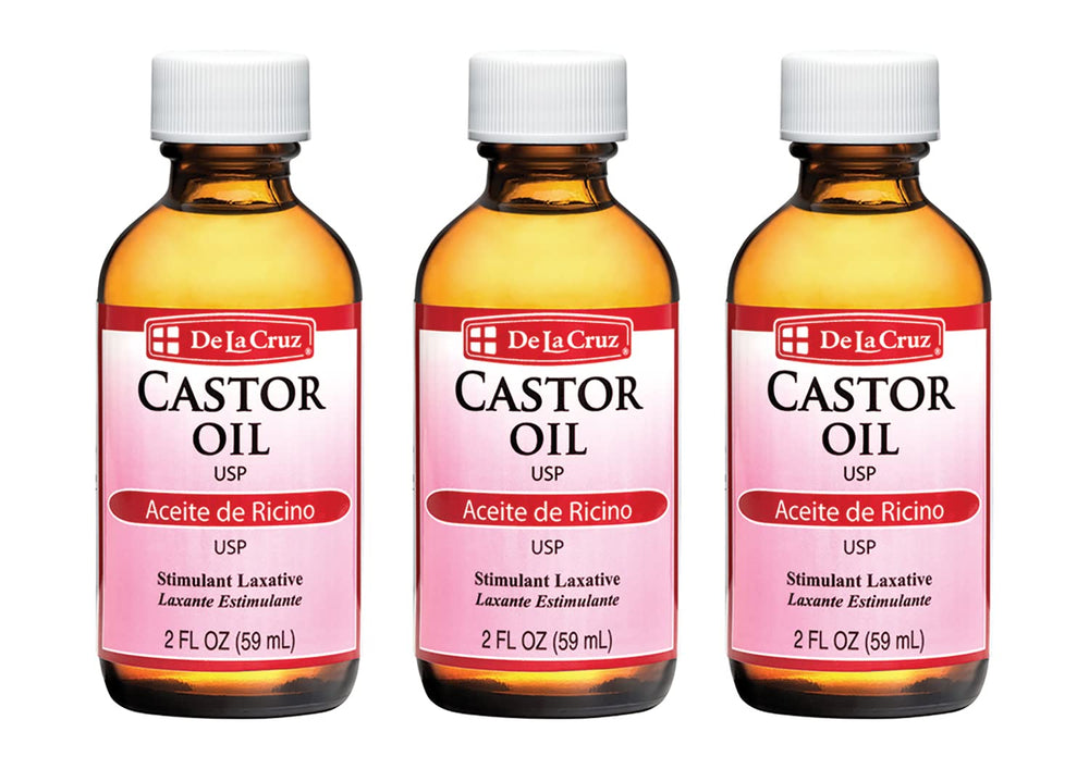 De La Cruz Castor Oil bottle front view for skin hydration.