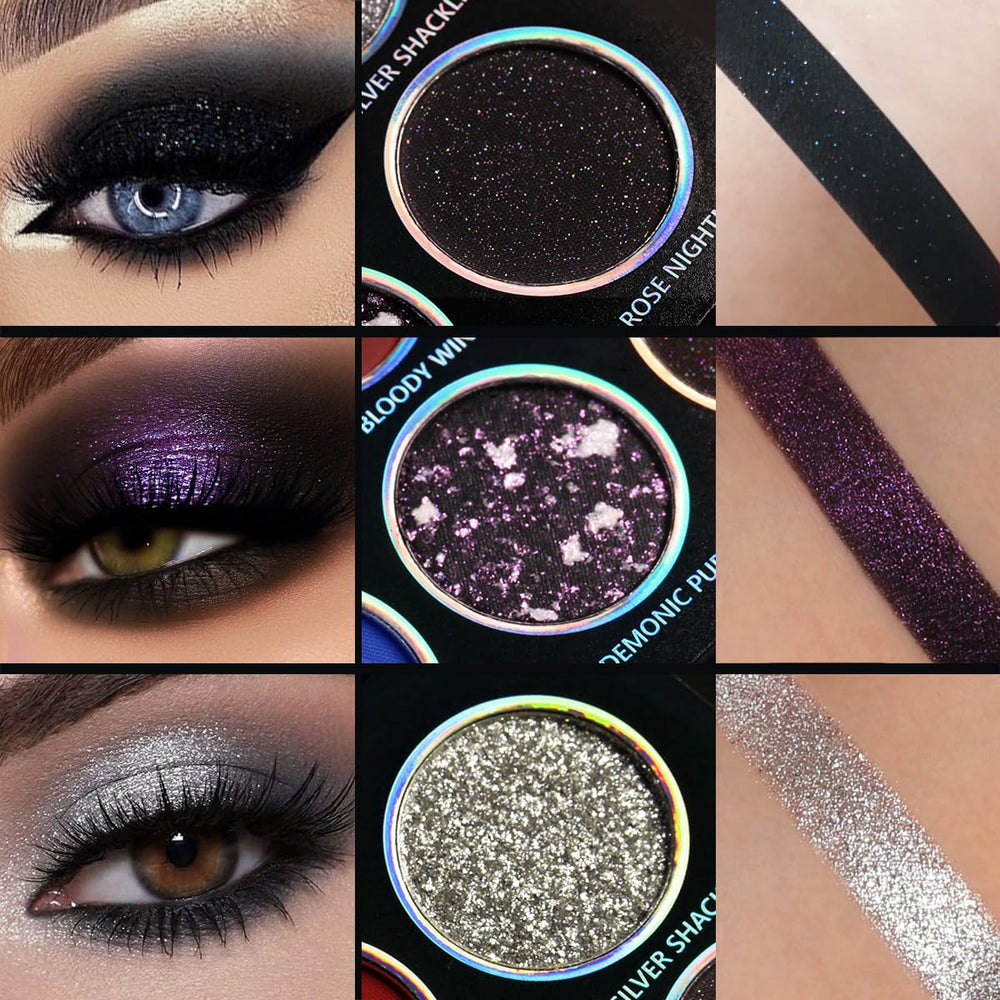 DE'LANCI Deep crimson shade swatch supports rich, vampy eye drama.