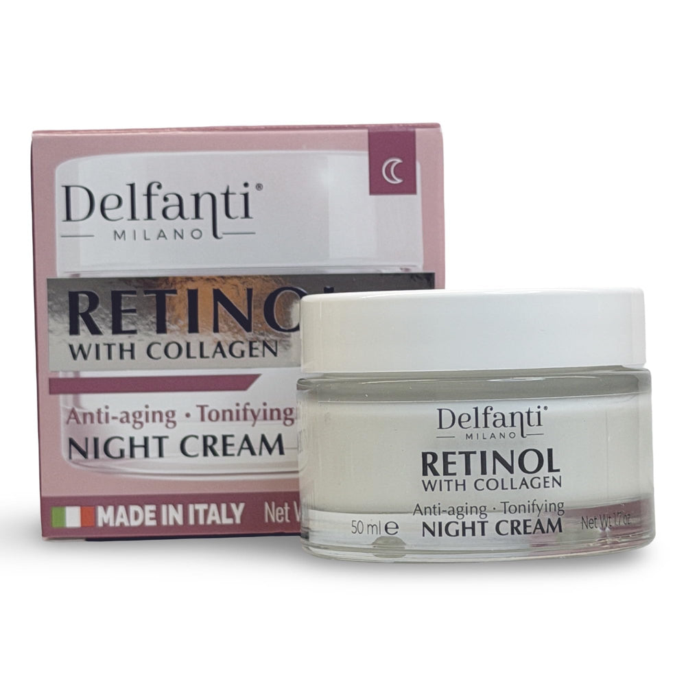 Delfanti-Milano Retinol with Collagen night cream texture close-up showing smooth skin