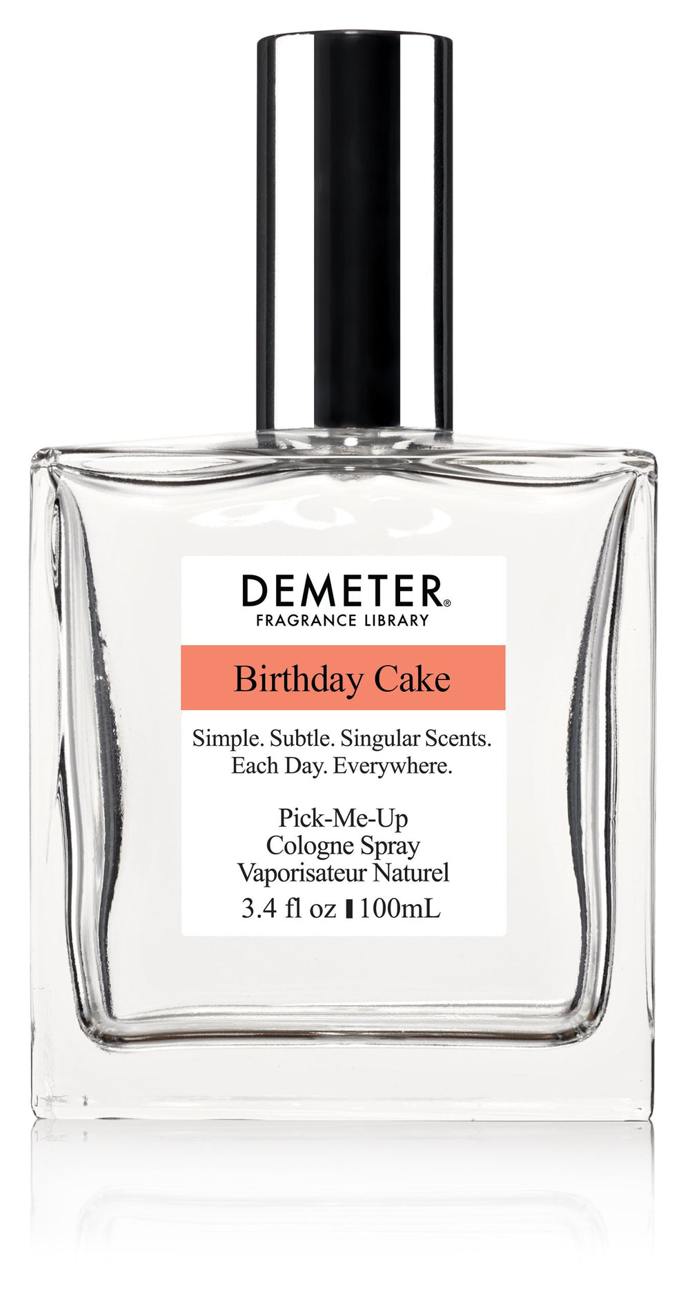 Demeter Birthday Cake cologne spray bottle, cake-inspired notes for a playful occasion.
