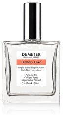 Demeter Birthday Cake cologne spray bottle, cake-inspired notes for a playful occasion.