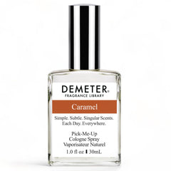 DEMETER caramel bottle front view, candy-inspired fragrance for everyday wear