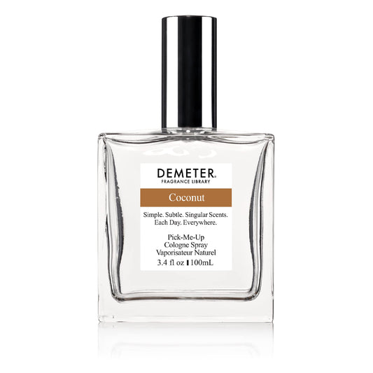 DEMETER coconut fragrance bottle with fresh, edible-like coconut scent for daily wear.