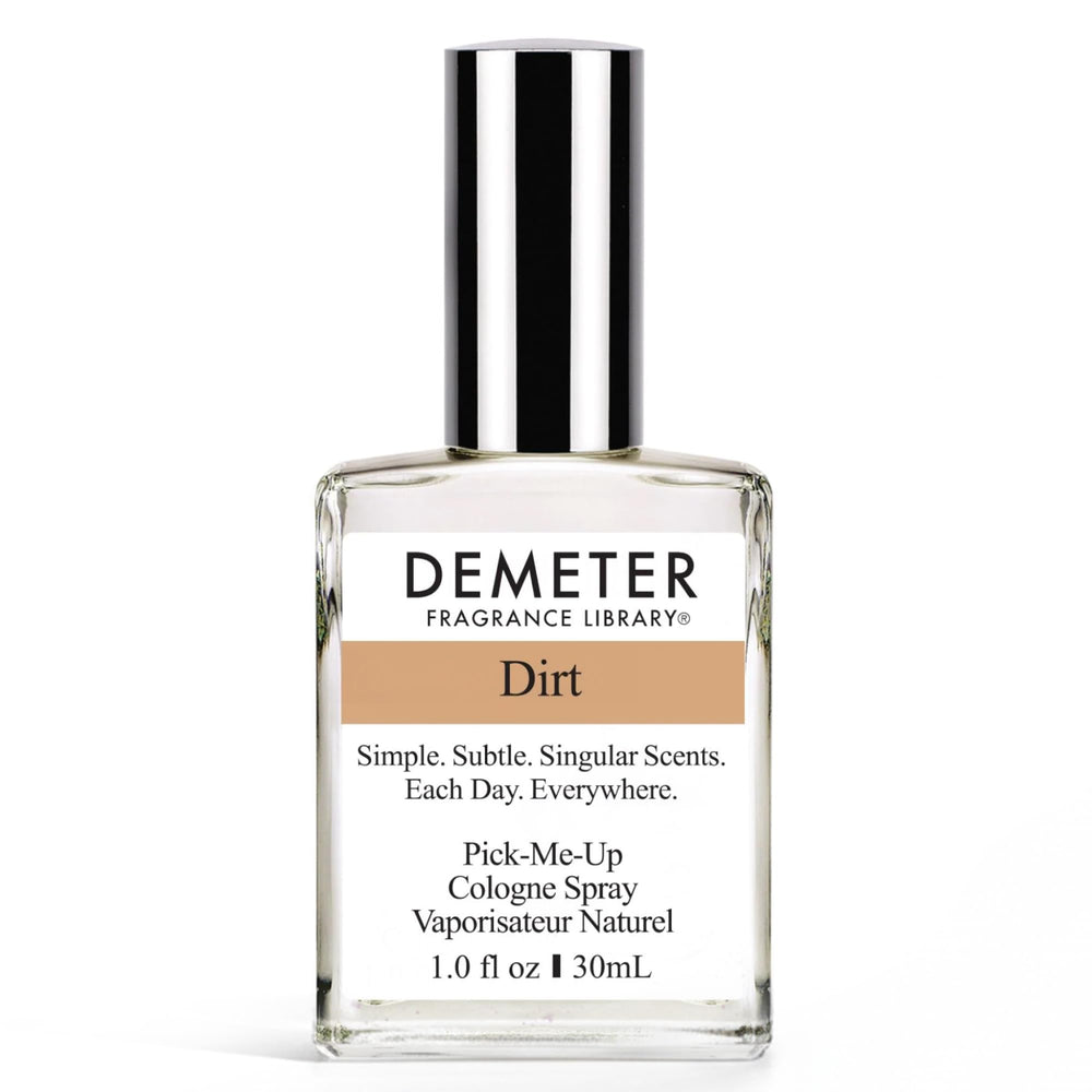 DEMETER Dirt perfume bottle front reveals a natural, field-inspired aroma