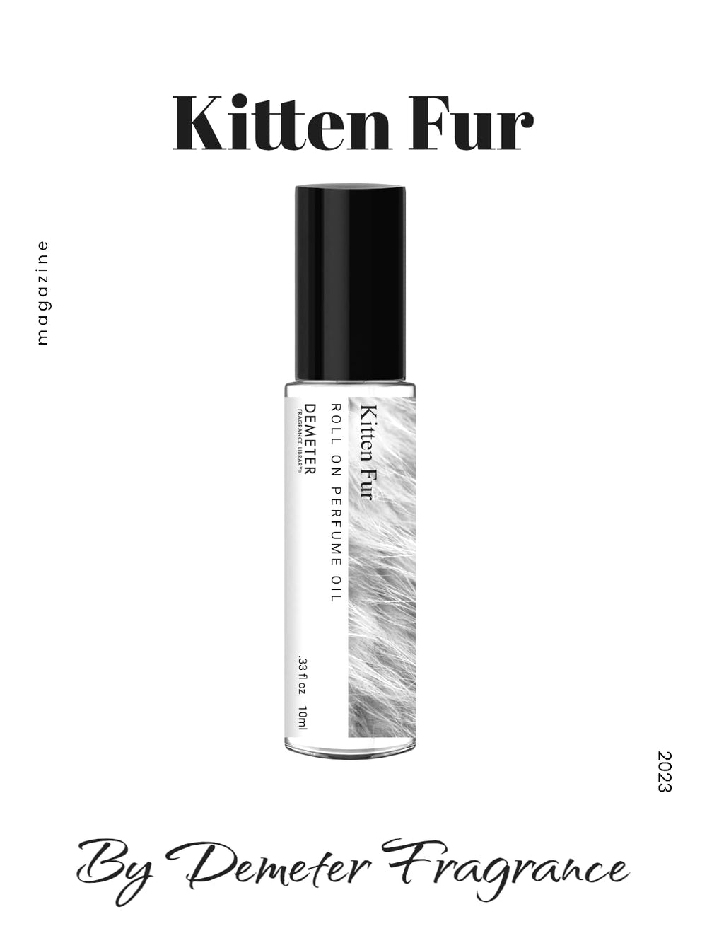 Demeter Kitten Fur Roll-On cap close-up showing smooth-glide ball for quick touch-ups.