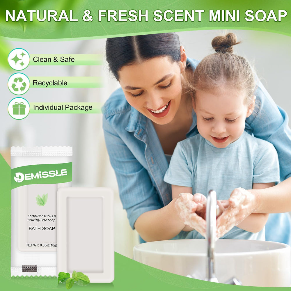 Demissle hotel guest room soap, discreet and portable for cleansing.