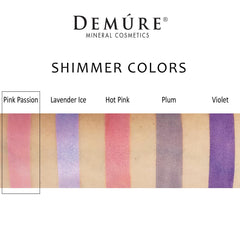 Demure Pink Passion glitter eye shadow close-up highlighting rich texture for shimmer