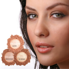 Demure Mineral Blush Go Bronze skin tone versatility for multiple looks.