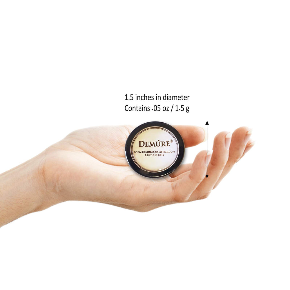 Demure Mineral Eye Shadow loose powder packaging showcases clean skincare friendly formula