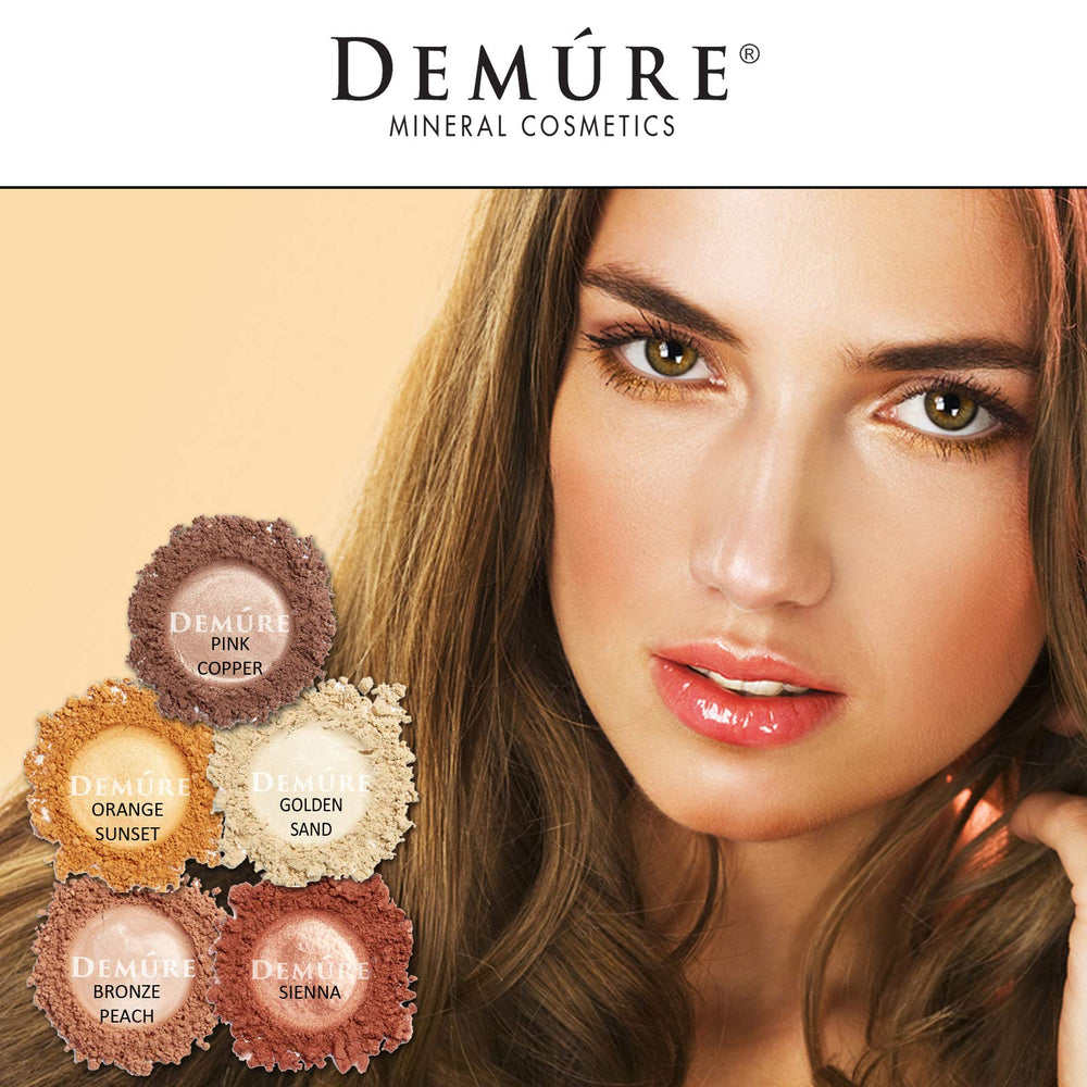 Demure Mineral Eye Shadow Pink Copper glitter accents create festive or everyday makeup