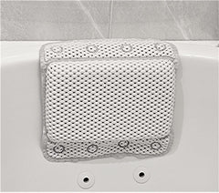 Dependable Industries Essentials pillow with eight suction cups for secure placement on tubs.