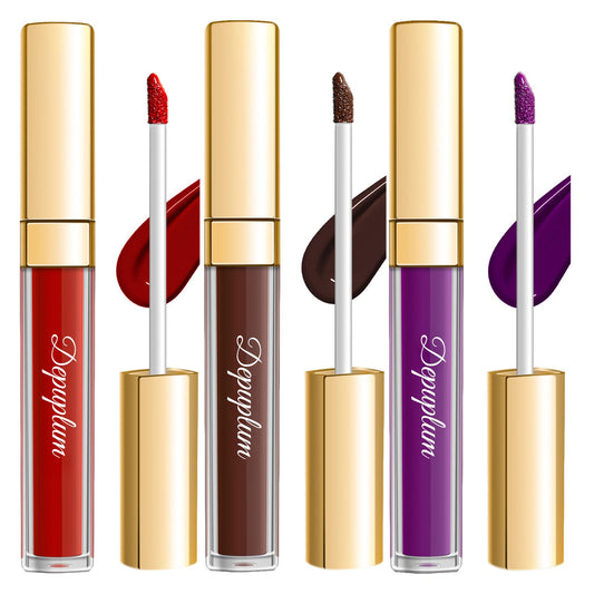Depuplum 3pc matte liquid lipstick red shade for bold, long-lasting color.