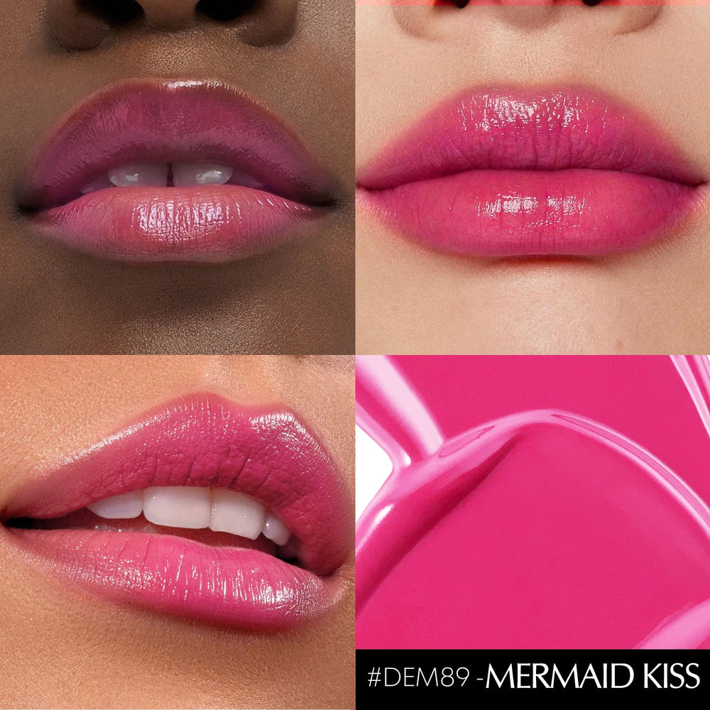 Depuplum Hydrate Lipstick shade swatches in nude pink and red tones.