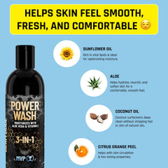 Derm Dude bottle label focuses on Aloe Vera and Vitamin E hydration