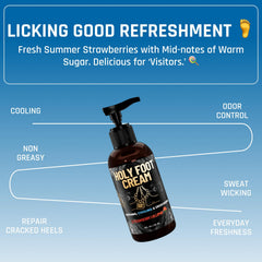 Derm Dude Holy Foot Cream arrowroot image highlights moisture balance for smooth feet.