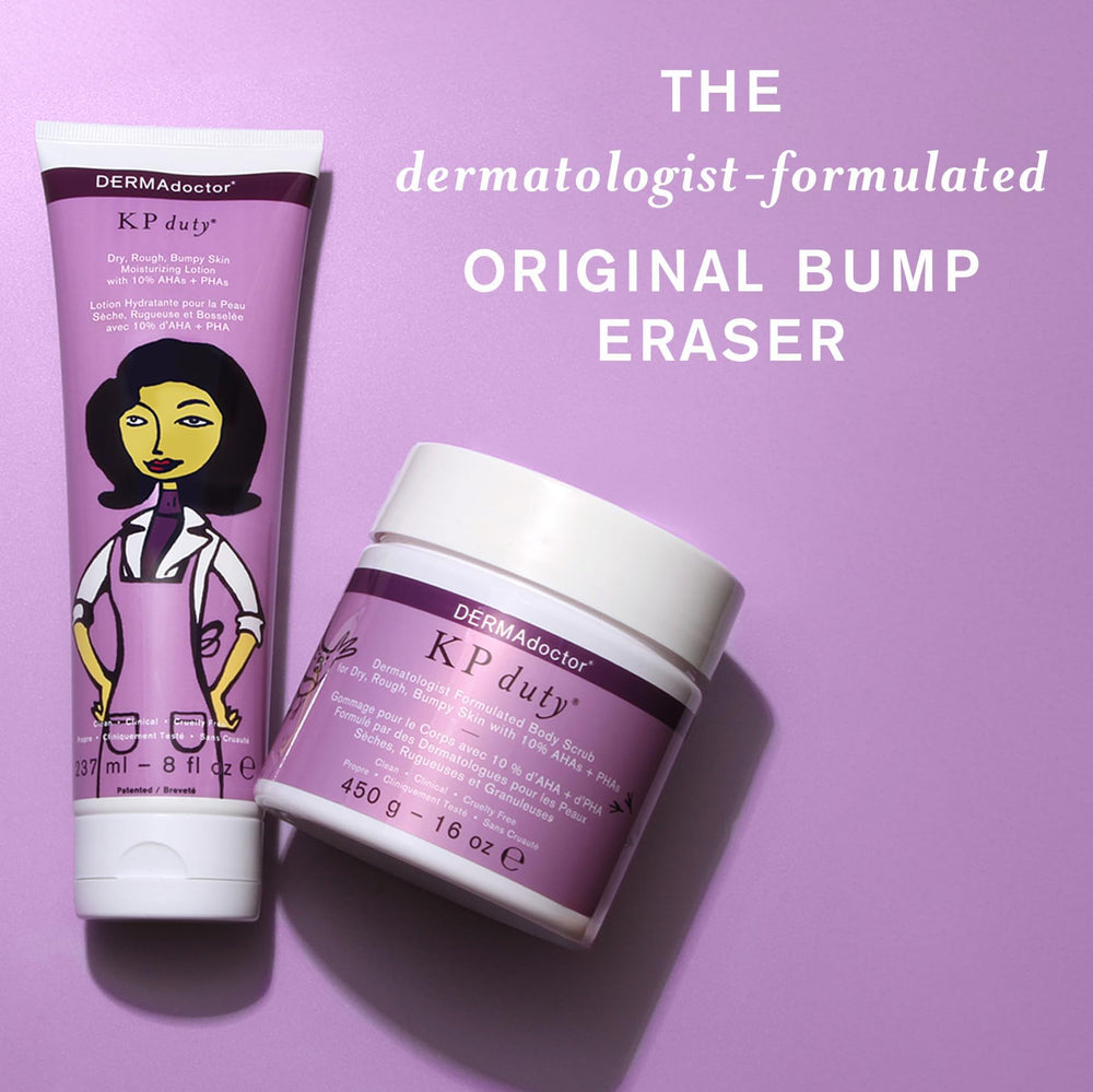 DERMAdoctor KP Bump Eraser leg application preparing for shaving with exfoliation.