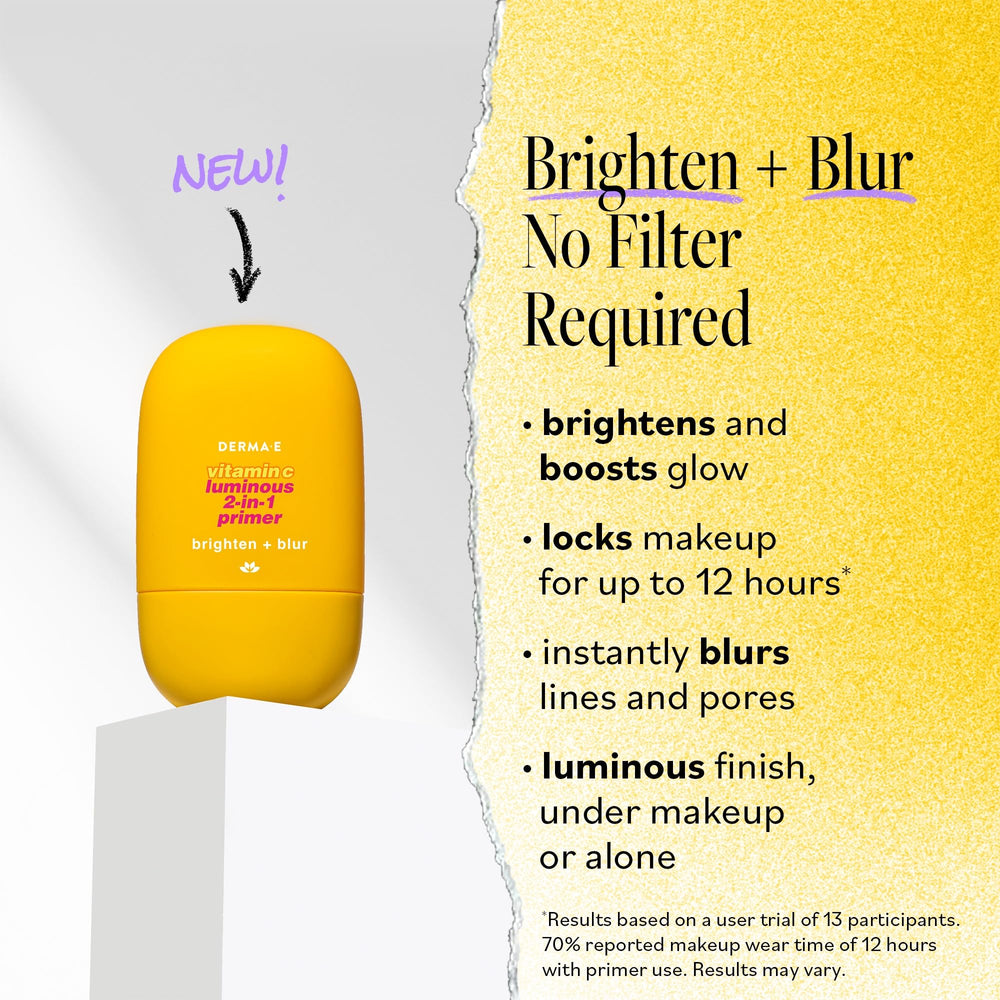 Close-up of DERMA E primer texture indicating light-reflecting brightness