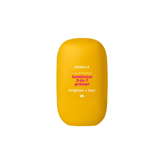 DERMA E face primer vitamin c bottle shows brightness and pore blur effect