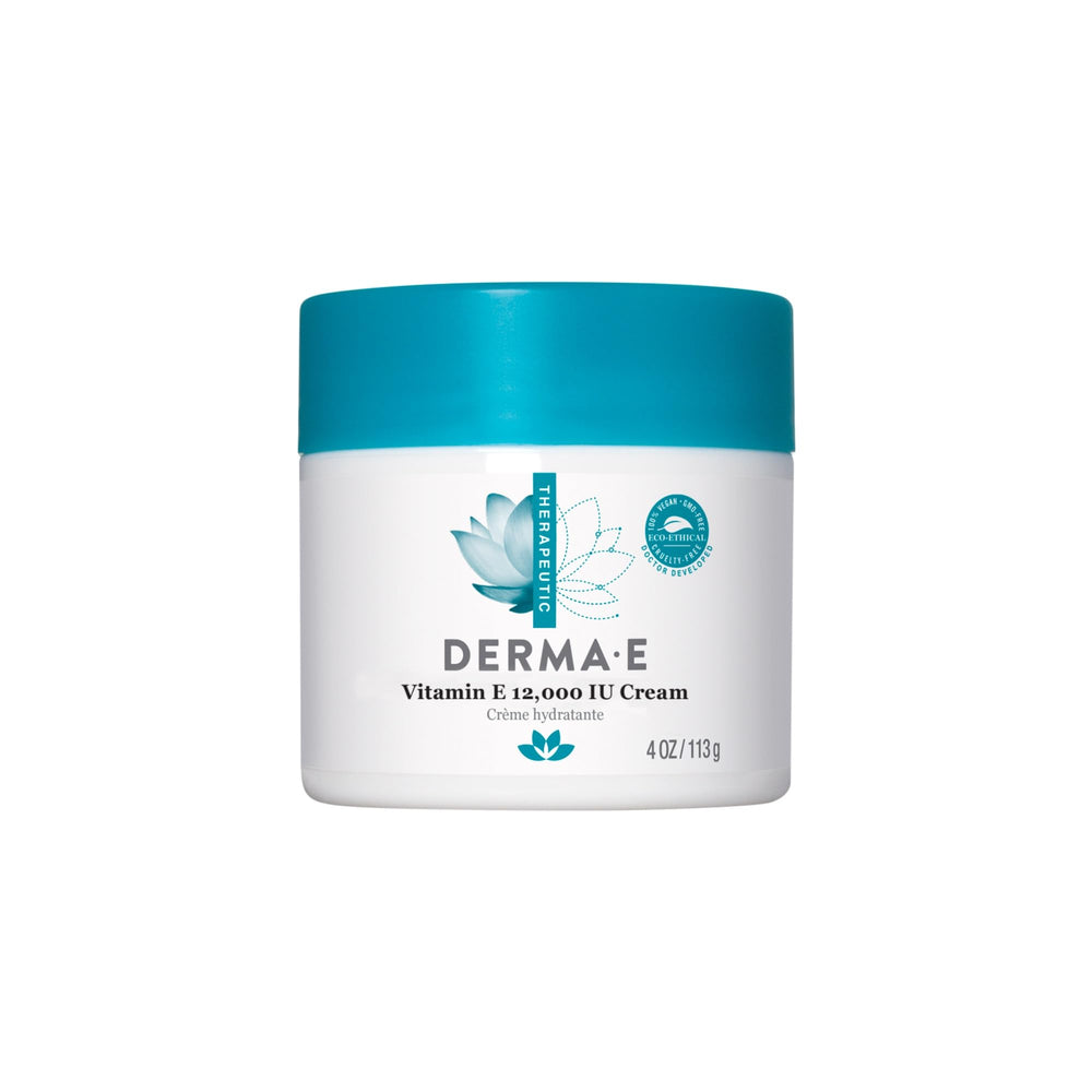 Derma E Vitamin E cream on the face delivering daily hydration for a fresh look