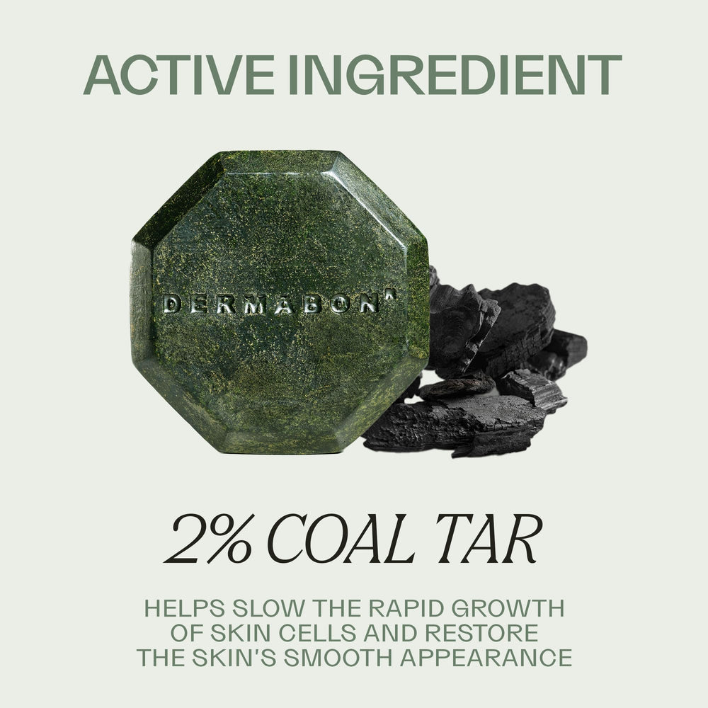 Lather close-up of Dermabon soap bar emphasizing cleansing action for irritated skin.