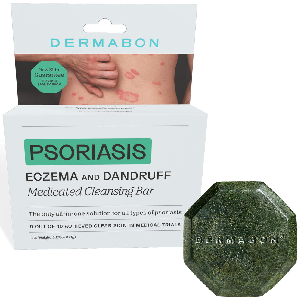 Dermabon coal tar soap bar two-percent close-up texture for psoriasis care.