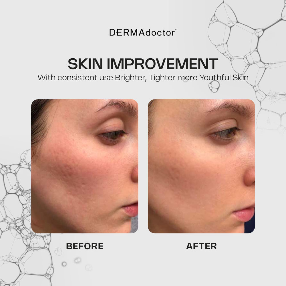 DERMAdoctor Vitamin C Serum texture swatch demonstrates lightweight, fast-absorption.