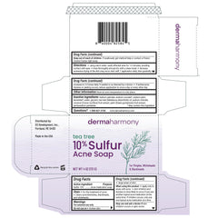Dermaharmony acne bar soap lathering on skin demonstrates sulfur action for blemish reduction