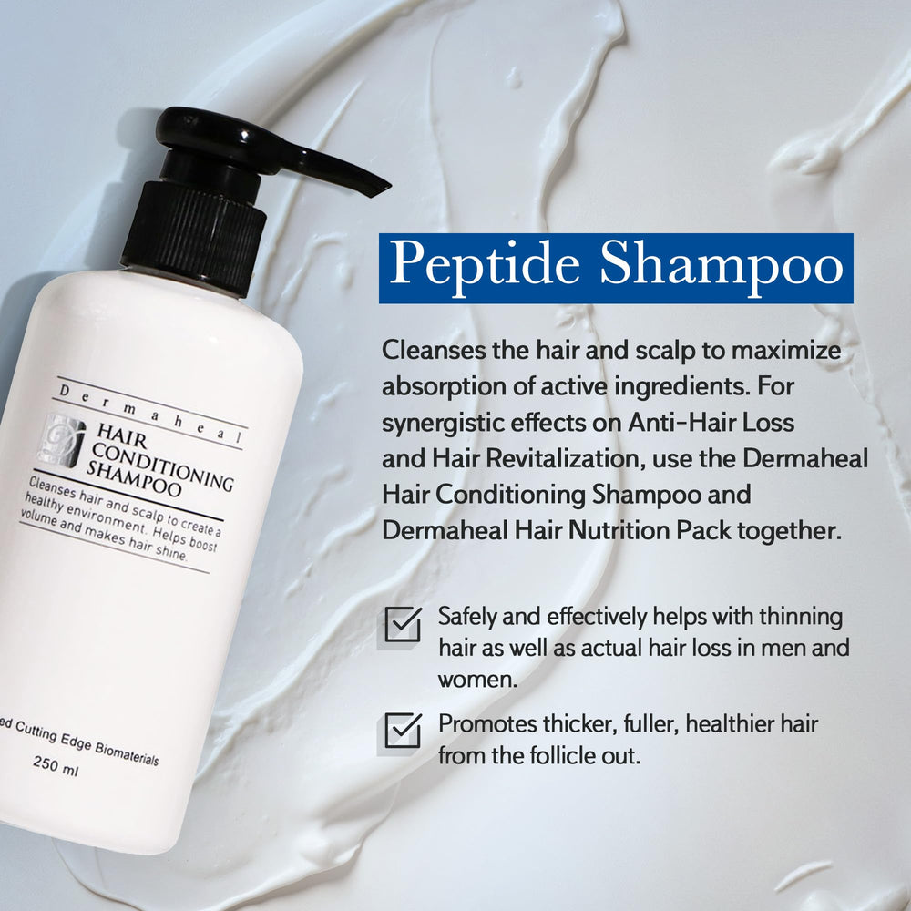 Dermaheal pouring shot demonstrates easy application for thinning hair.