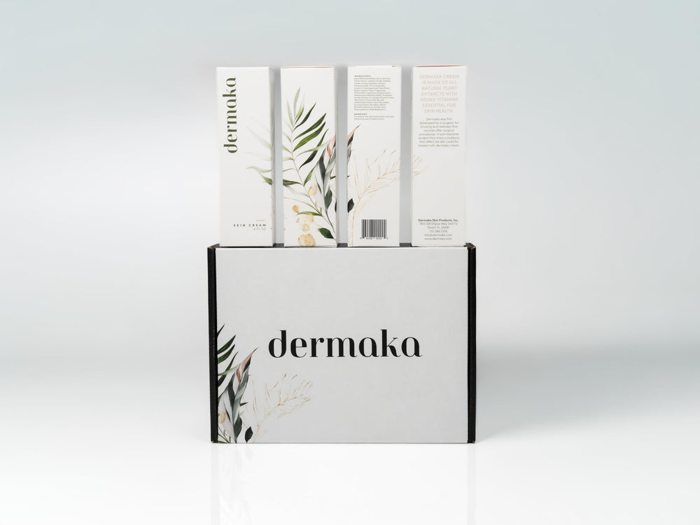 Dermaka bruise healing cream 4oz pack shown in jar, supports post-procedure comfort.