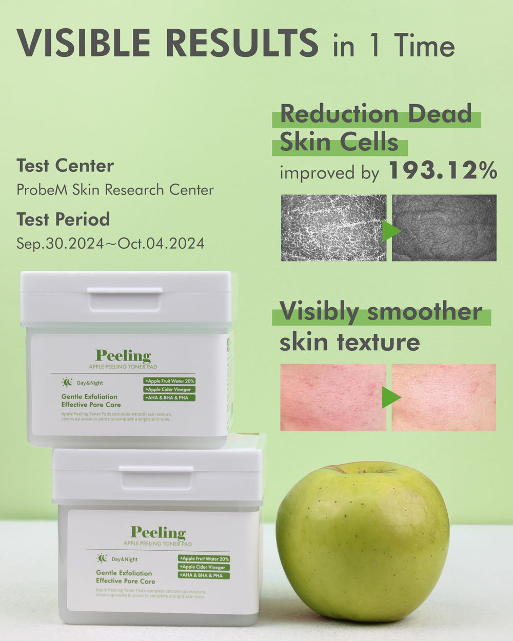 DERMAL Apple Peeling Toner Pad smooth side close-up refining texture after cleansing