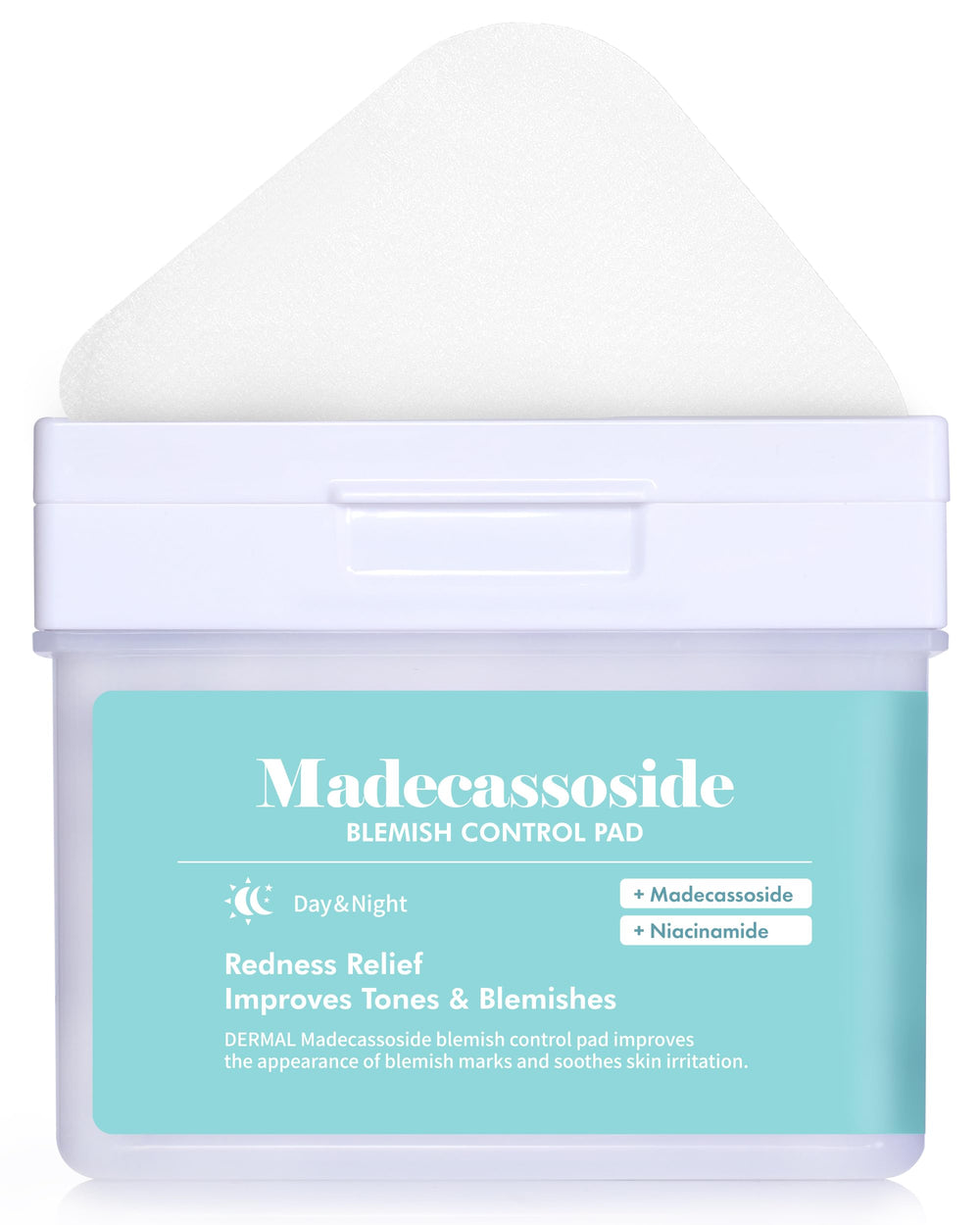 DERMAL Madecassoside blemish control pad pack shows 120 sheets for easy routine