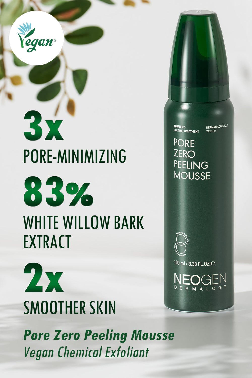 DERMALOGY Pore Zero Peeling Mousse airy whipped-foam texture enhances mild exfoliation