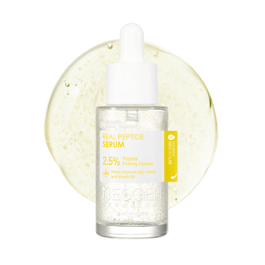DERMALOGY by NEOGEN Real 2.5% peptide serum bottle promotes firmer, smoother skin