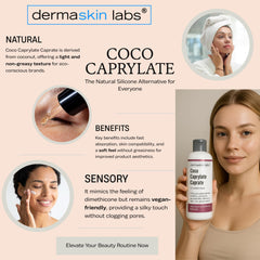 Dermaskin Labs Coco Caprylate Caprate silky finish demonstrates non-greasy skin glide.